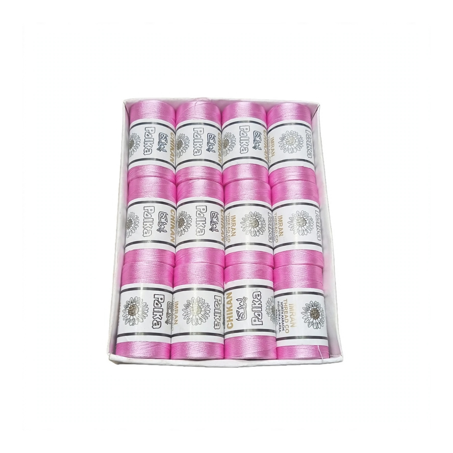 Polka Chikan Art Silk Embroidery Thread – Dark Pink | Guaranteed Best Colour | Box of 12 Spools - Image 3