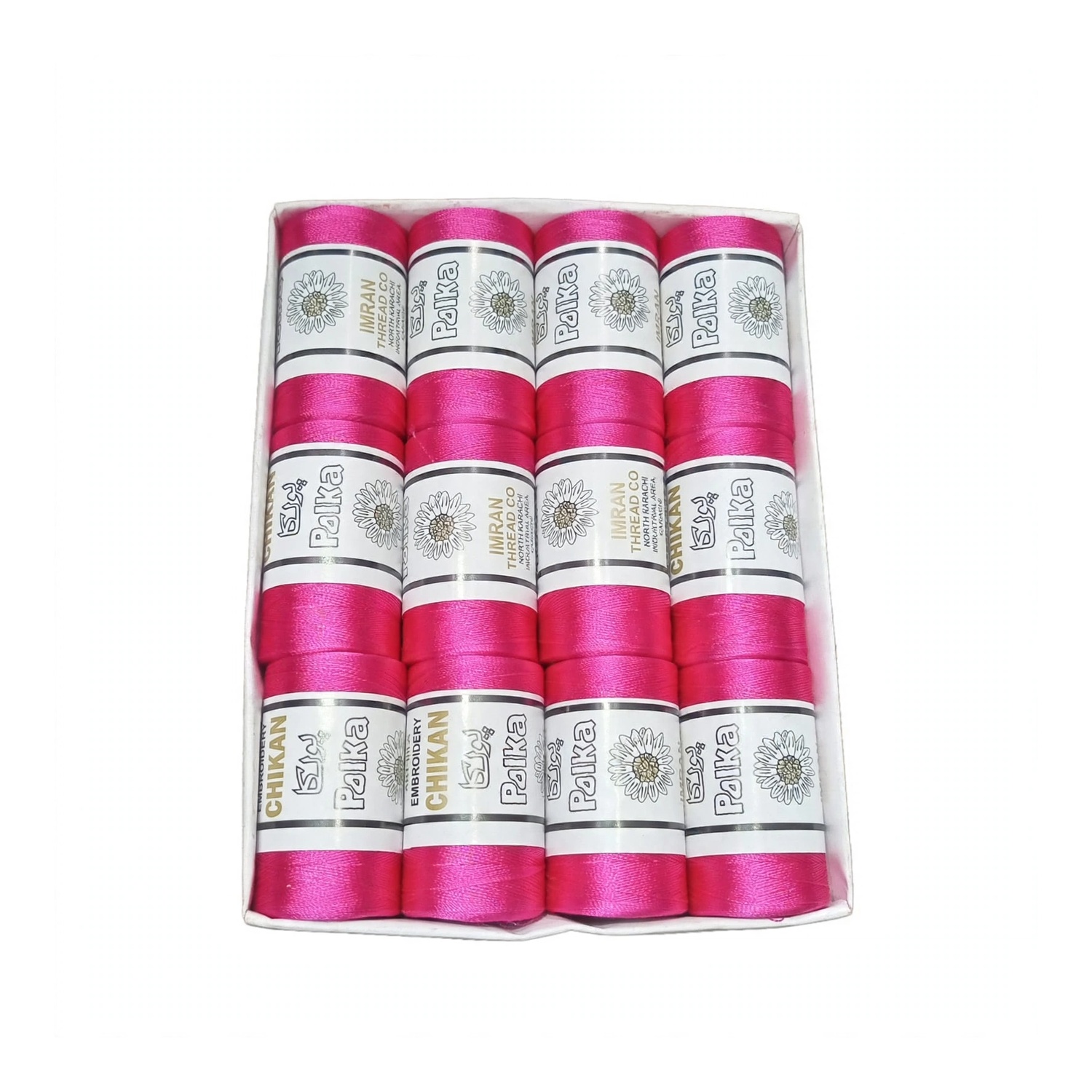 Polka Chikan Art Silk Embroidery Thread – Magenta Pink | Guaranteed Best Colour | Box of 12 Spools - Image 4
