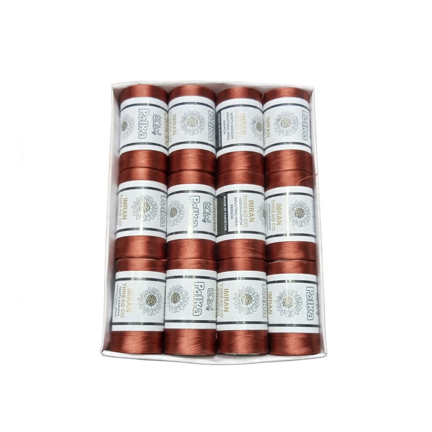 Polka Chikan Art Silk Embroidery Thread – Rust Brown | Guaranteed Best Colour | Box of 12 Spools - Image 2