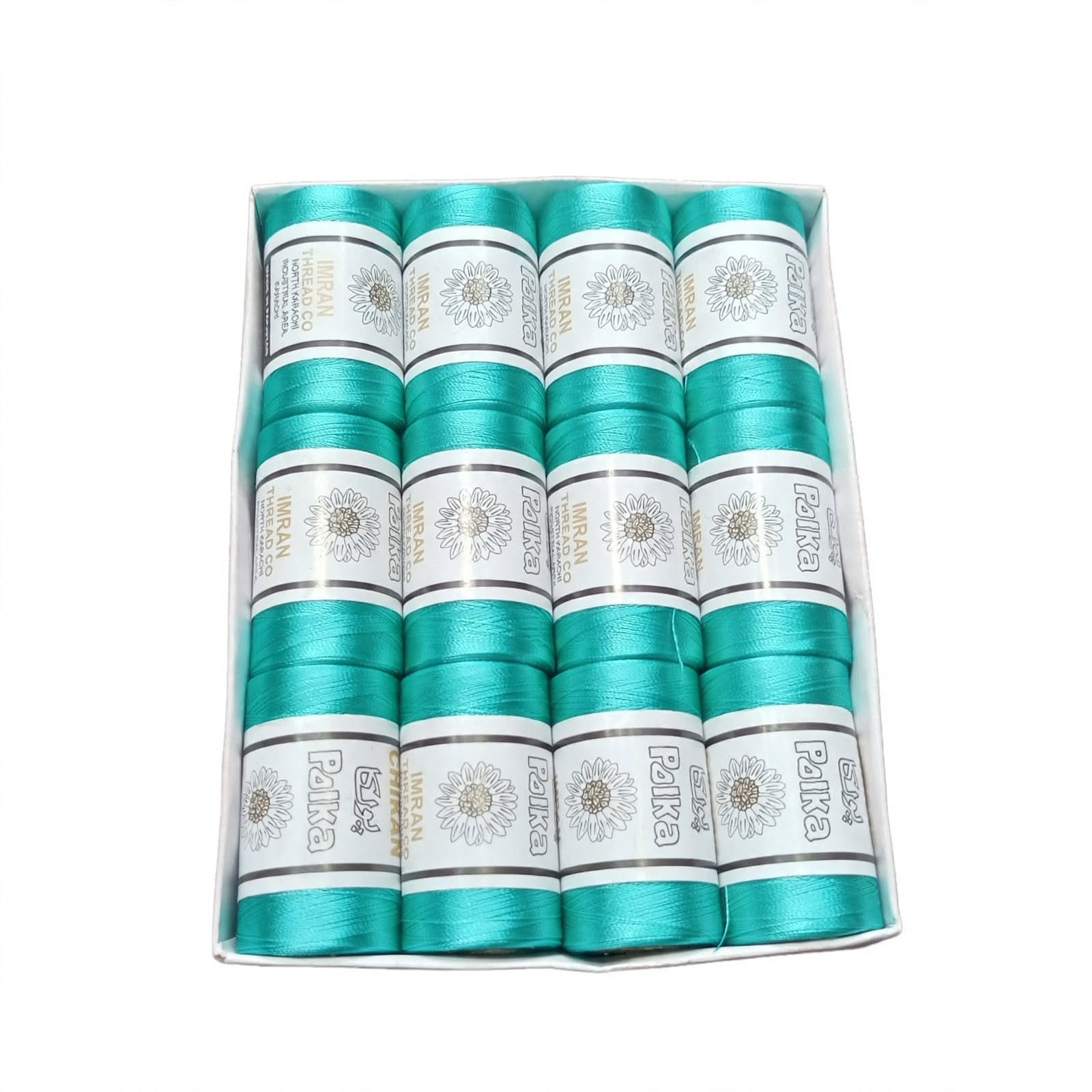 Polka Chikan Art Silk Embroidery Thread – Aqua Green | Guaranteed Best Colour | Box of 12 Spools - Image 3