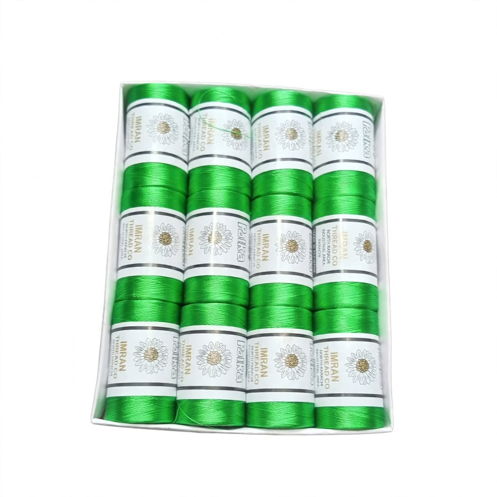 Polka Chikan Art Silk Embroidery Thread – Emerald Green | Guaranteed Best Colour | Box of 12 Spools - Image 2