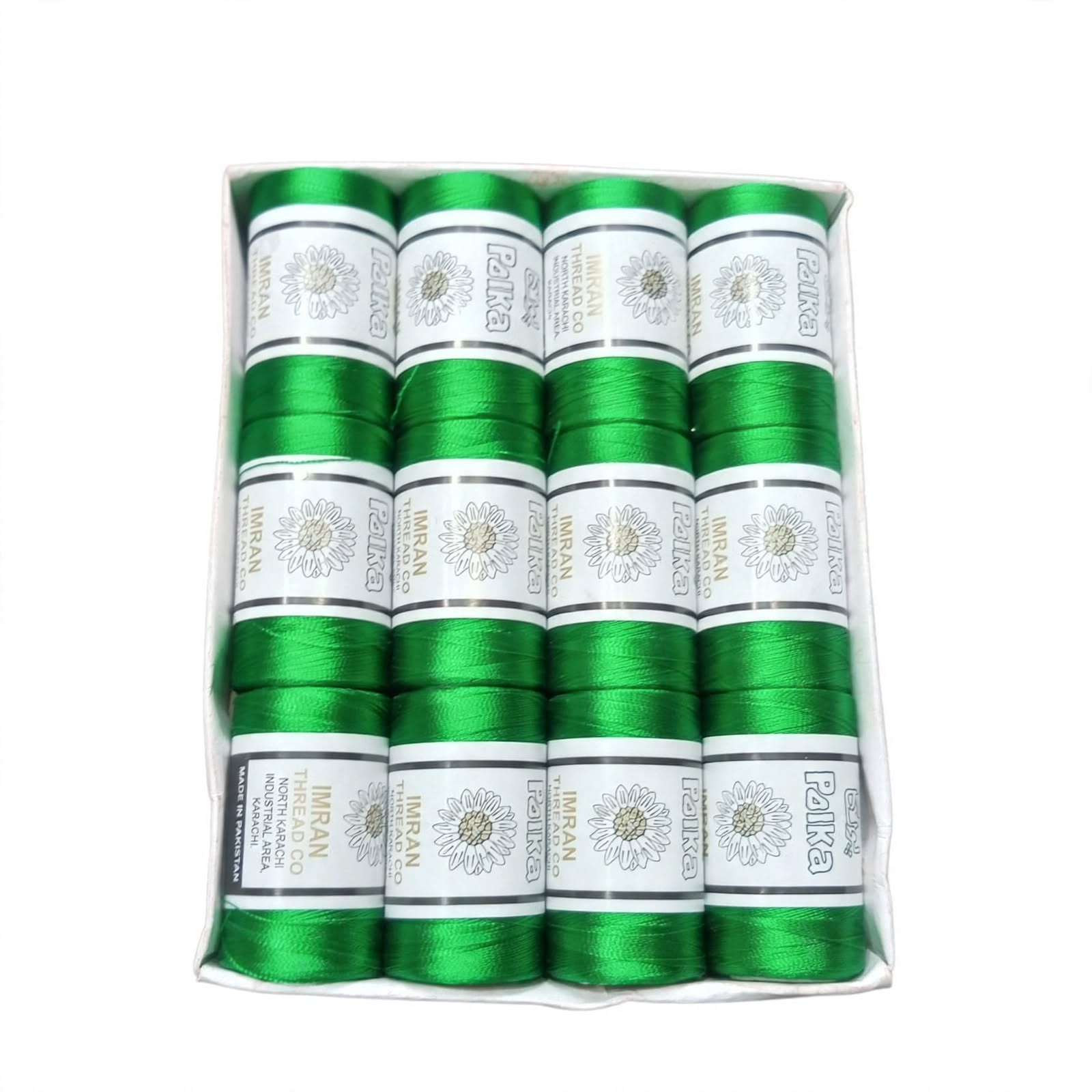 Polka Chikan Art Silk Embroidery Thread – Emerald Green | Guaranteed Best Colour | Box of 12 Spools - Image 3