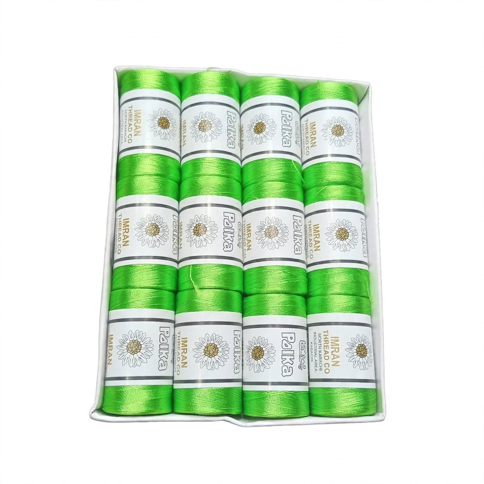 Polka Chikan Art Silk Embroidery Thread – Green | Guaranteed Best Colour | Box of 12 Spools - Image 4