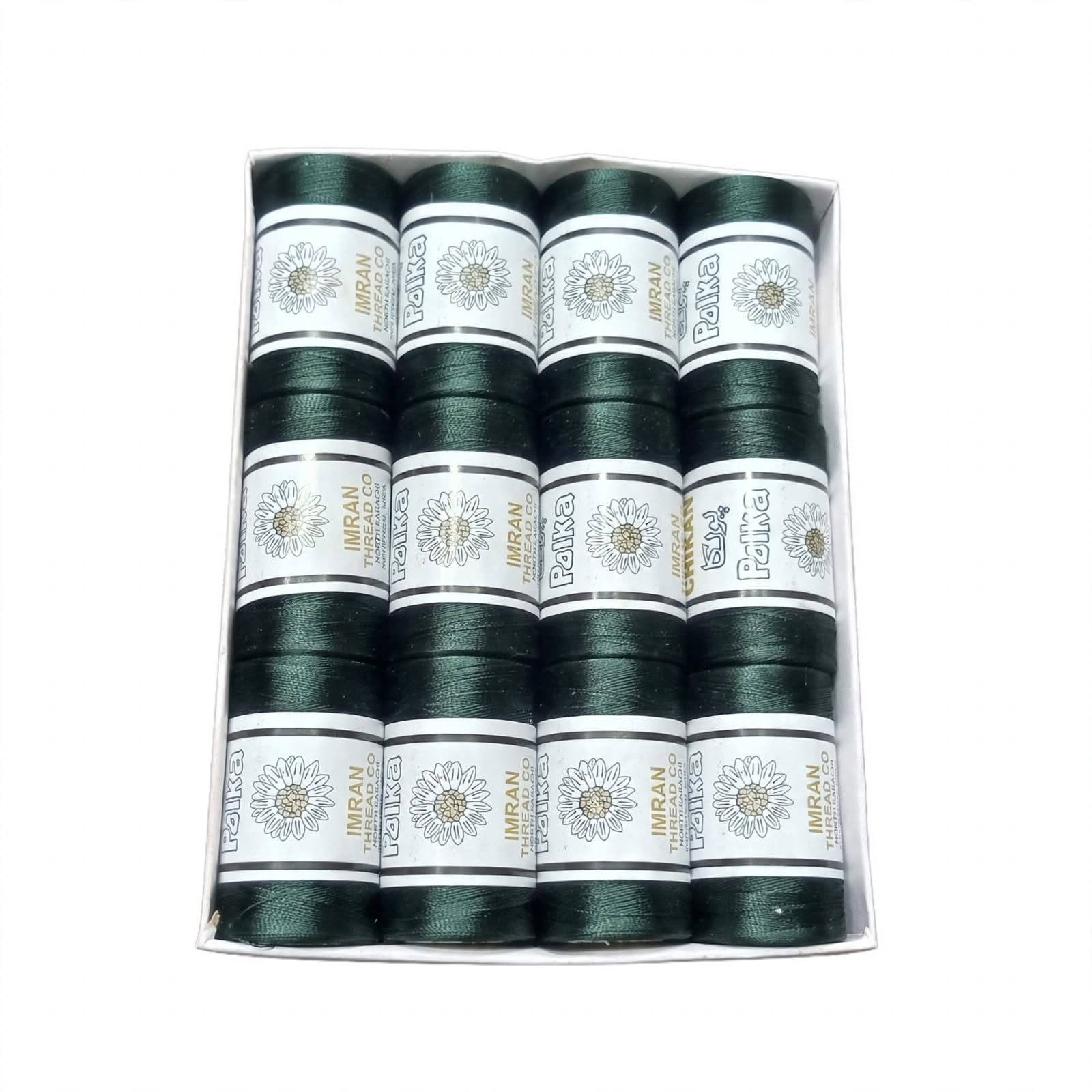 Polka Chikan Art Silk Embroidery Thread – Hunter Green | Guaranteed Best Colour | Box of 12 Spools - Image 3