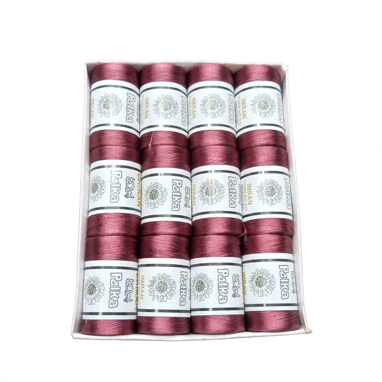 Polka Chikan Art Silk Embroidery Thread – Maroon | Guaranteed Best Colour | Box of 12 Spools - Image 3