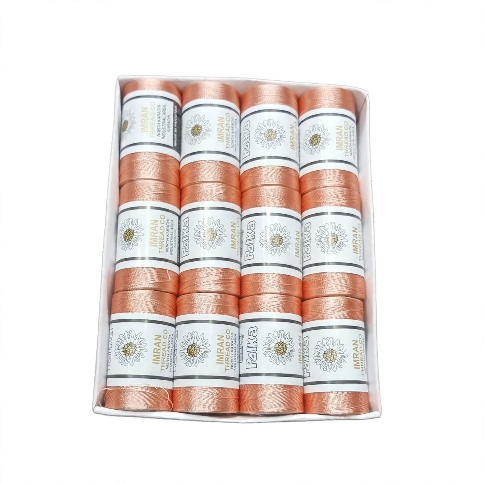 Polka Chikan Art Silk Embroidery Thread – Salmon Pink | Guaranteed Best Colour | Box of 12 Spools - Image 2