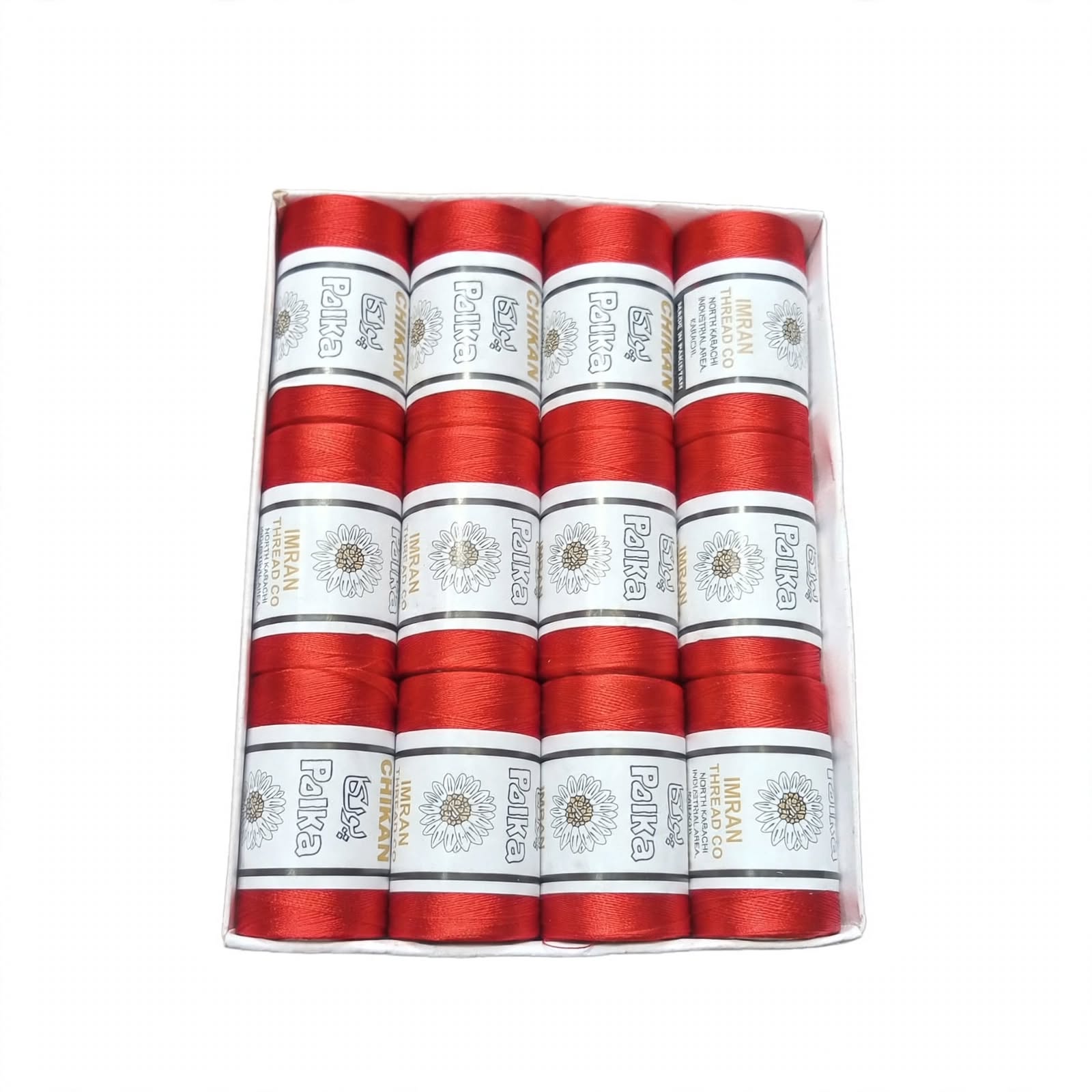 Polka Chikan Art Silk Embroidery Thread – Scarlet Red | Guaranteed Best Colour | Box of 12 Spools - Image 3