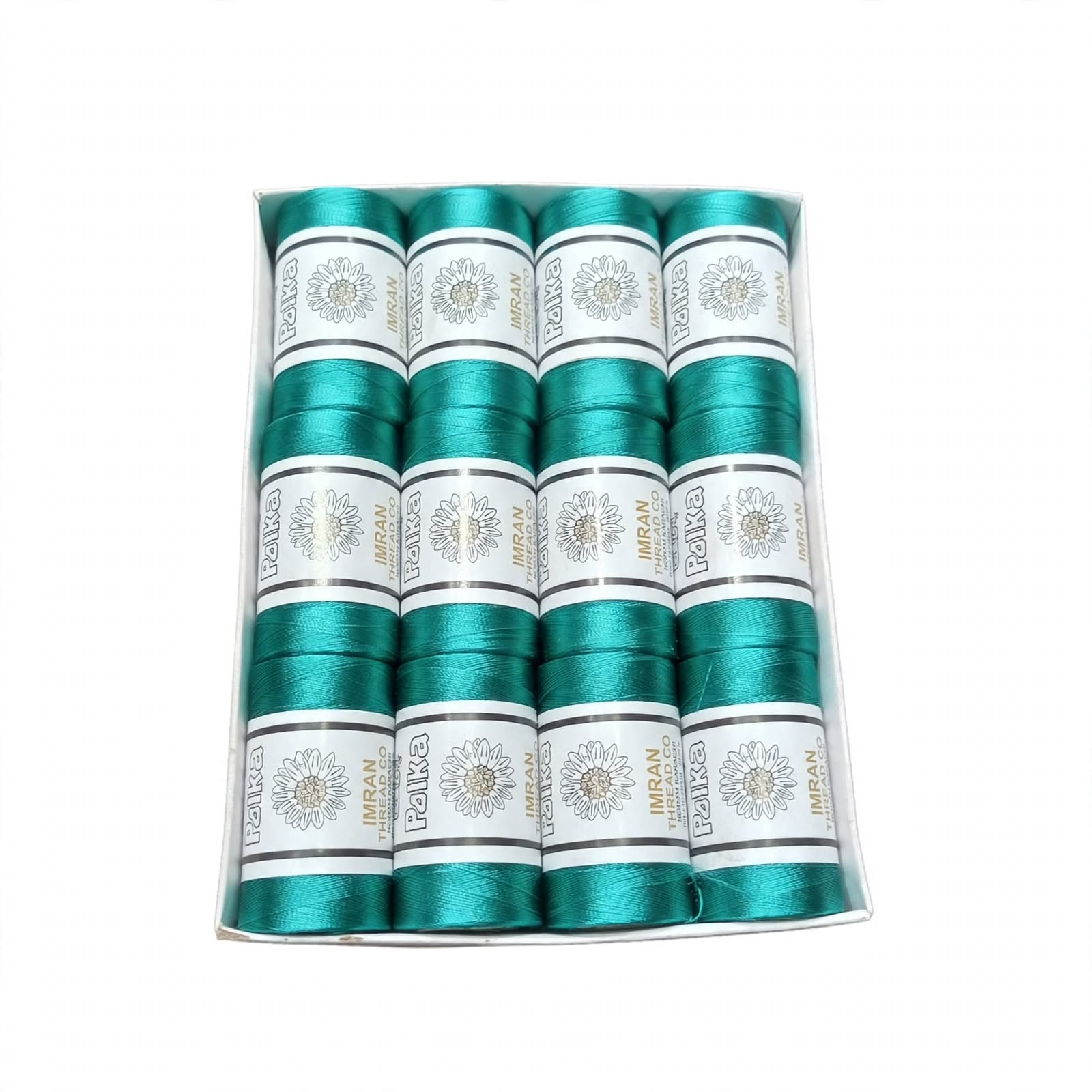 Polka Chikan Art Silk Embroidery Thread – Teal Green | Guaranteed Best Colour | Box of 12 Spools - Image 2