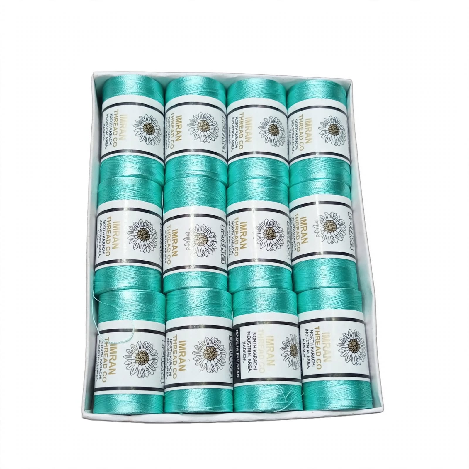 Polka Chikan Art Silk Embroidery Thread – Turquoise Green | Guaranteed Best Colour | Box of 12 Spools - Image 3