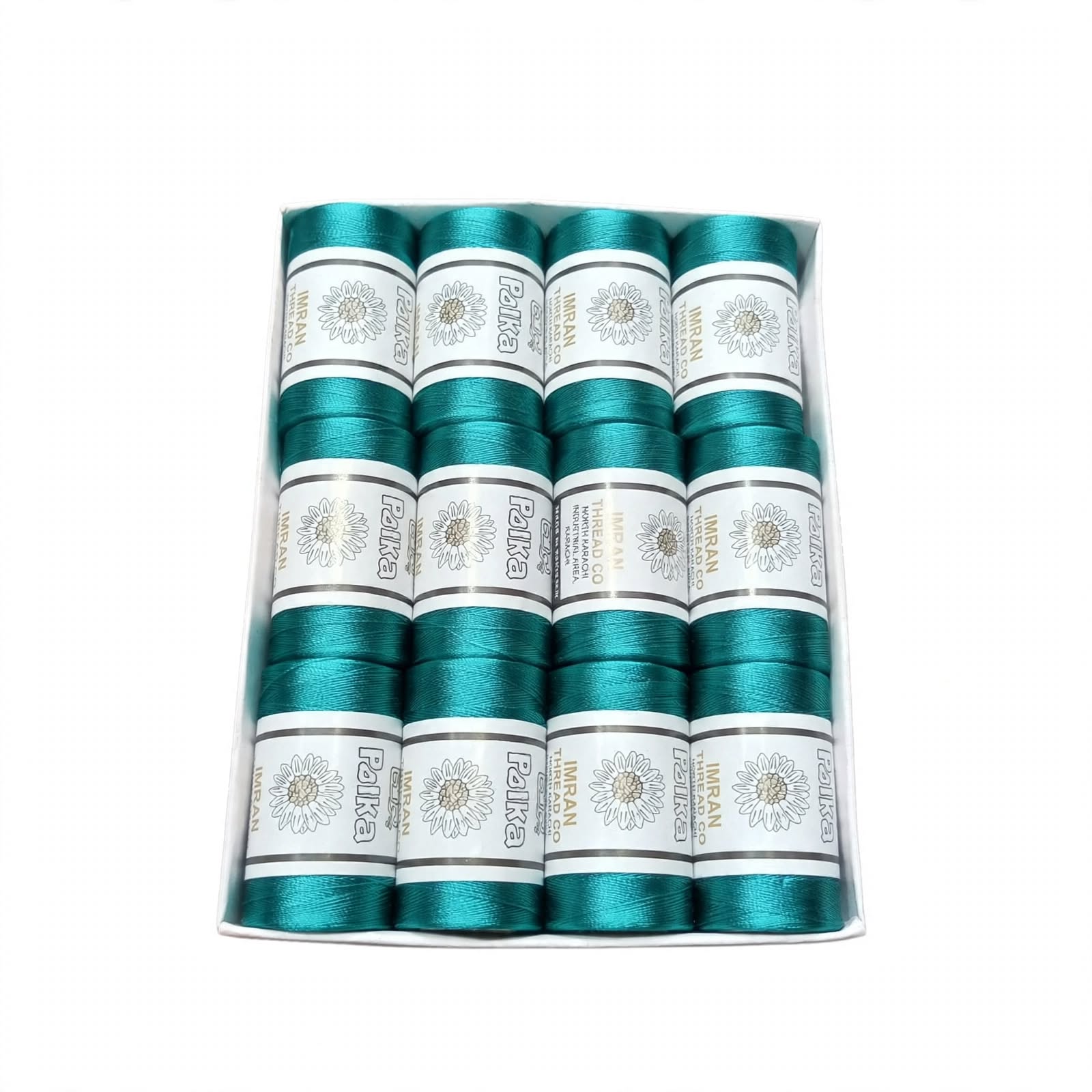 Polka Chikan Art Silk Embroidery Thread – Peacock Blue | Guaranteed Best Colour | Box of 12 Spools - Image 3